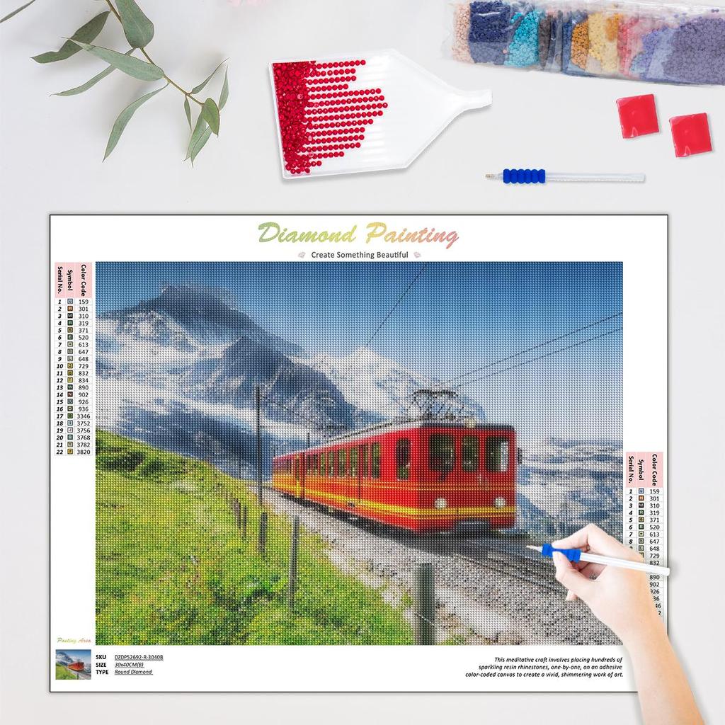 Diamantová malba Krajina Vláček Kamínky Diamantové vyšívání Prodej Mozaika Křížkový steh na zeď 30x40cm/12x16inch