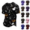 Unisex Loose Fit Casual Short Sleeve Halloween Print Shirt Comfortable Breathable Fabric Lightweight Top for Everyday Wear