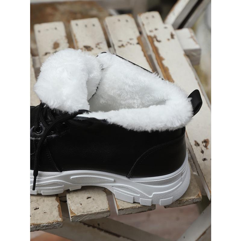 2025 Winter Alphabet Platform Cotton Shoes Women's New Muffin Fleece Lace-up Warm Plus Size Snow Boots