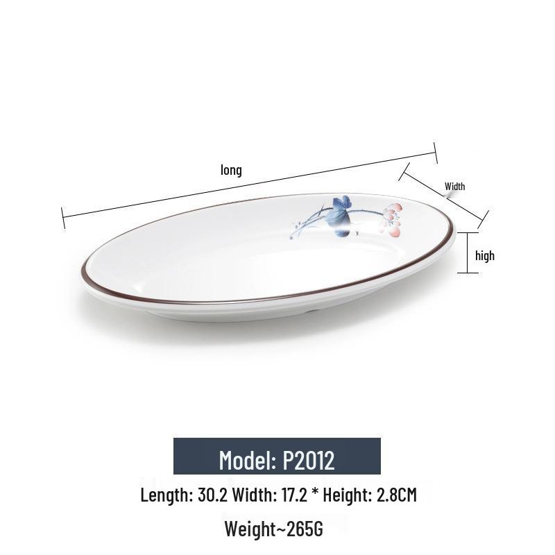 Melamine Rectangular Imitation Porcelain Plate for Sushi, BBQ, Cold Dishes - Commercial Use.