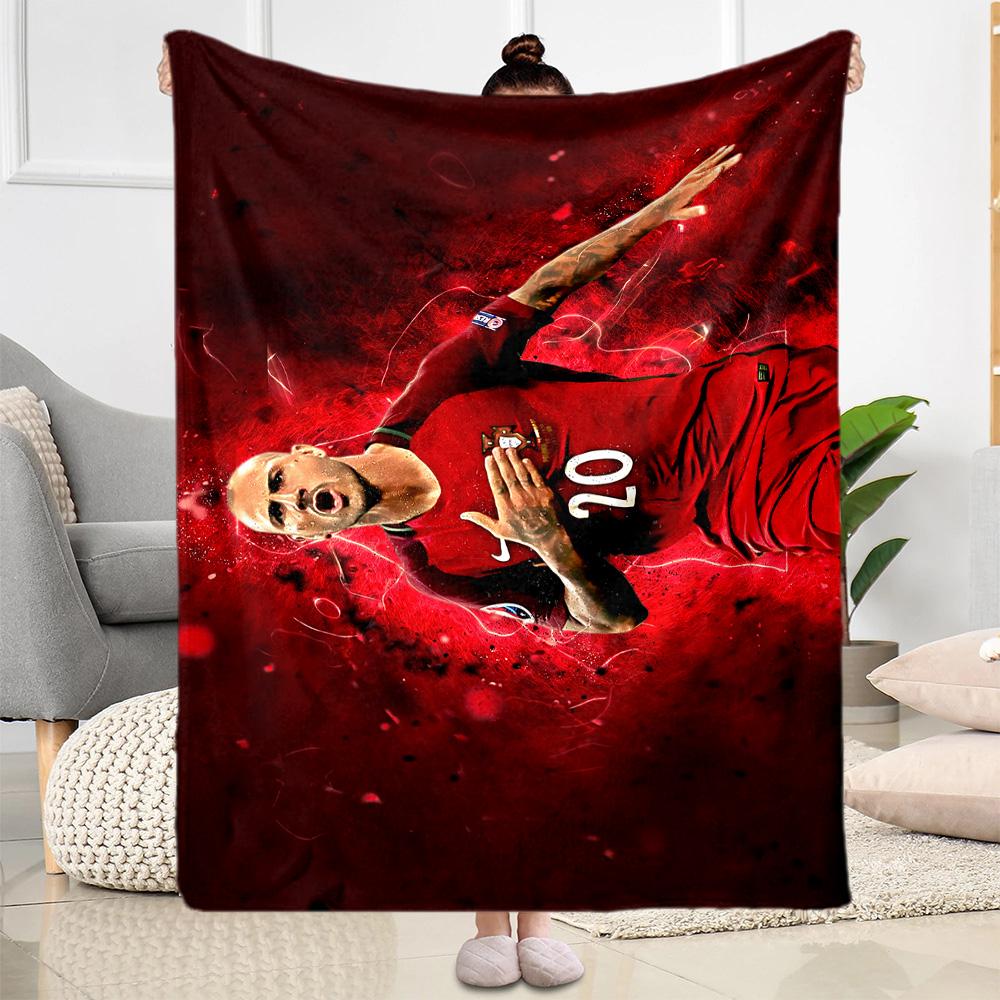 Soccer Player Action Blanket Comfortable Great for Bedding Office Chair Four Seasons Multipurpose Modern Unique Gift for Family and Friends Camping
