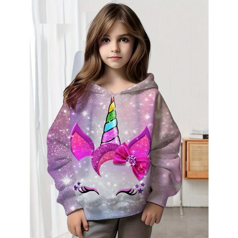 Children's Clothing Girl Hoodies Long Sleeve 3D Print Kids Spring Fall Clothes Casual Festivals Party Pullover Girl Clothes Tops