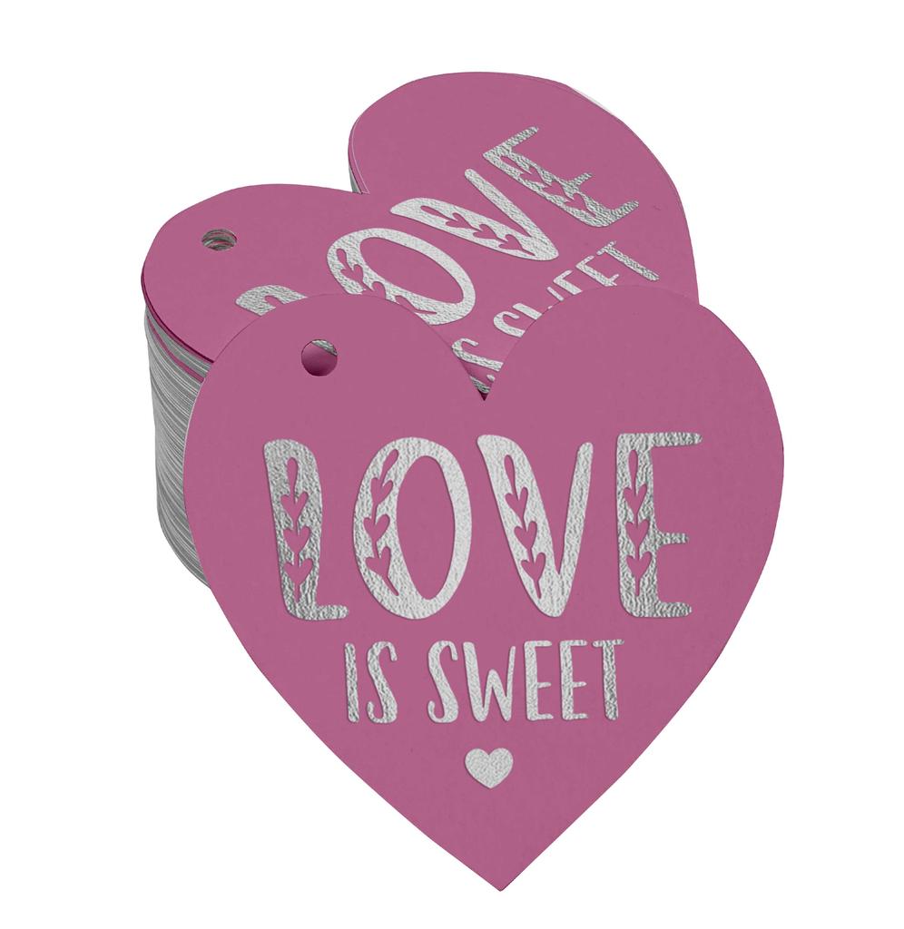 Inkdotpot 100 Pack Real Silver Foil Paper Tag Love Is Sweet Wedding Favor Hang