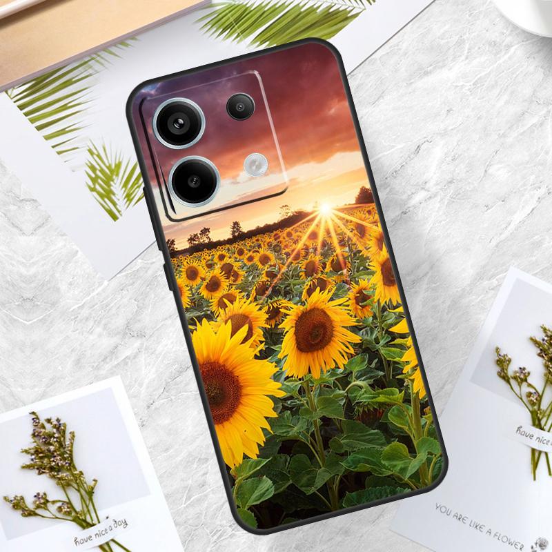 Sunflower  Floral Case For Xiaomi Redmi Note 13 Pro 14 12 11 10 15 Pro Plus Redmi 15C 10C 12C 13C 14C 15 Cover