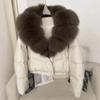 Winter Damen Kurz Warm Feder Baumwolle Kleidung Anti-Fuchs Pelzkragen Jacke