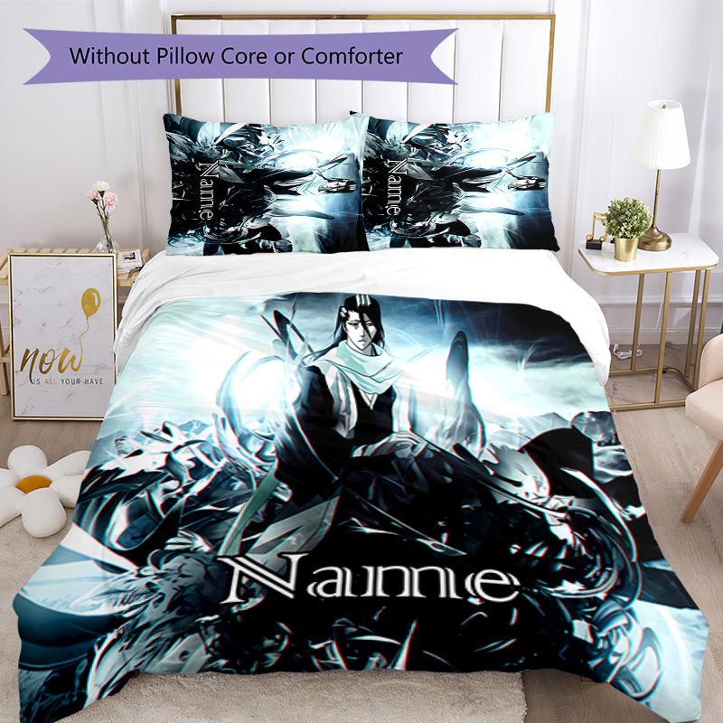3pcs Custom Name Byakuya Kuchiki Bedding Set Duvet Cover Closure Includes 1 Duvet Cover & 2 Pillowcases for All Seasons Bedroom Decor