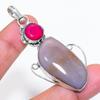 Natural Botswana Agate, Jade 925 Sterling Silver Jewelry Pendant 2.48" ZS-716