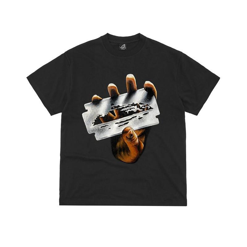 Devils Island Letter Print T-Shirt Men Women Loose Fit Casual Streetwear Short Sleeve Tee