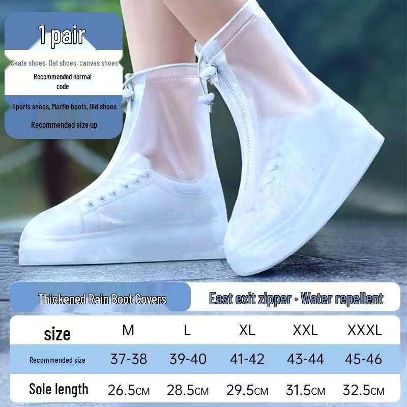 Nolansen Mid-Calf Transparent Unisex Rain Boot Covers - Frosted, Wear-Resistant, Thick Sole, Flat Bottom, White.