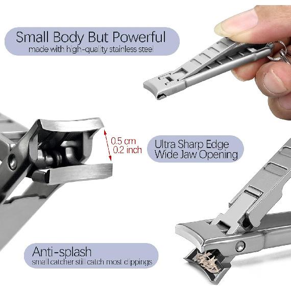 Nail Clippers for Men Fingernail and Thick Toenails, Portable Ultra Sharp Keychain Nail Clipper, Folding Slim Design for Travel, Home, Working,