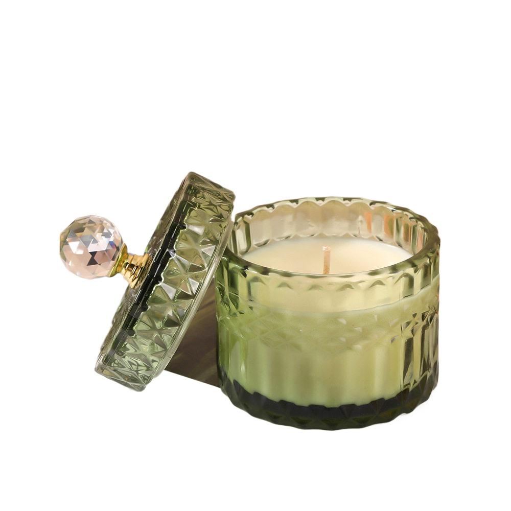 Vertical Transparent Colored Glass Candle Cup Aromatherapy Candle Yurt Ornaments Candlestick Aromatherapy Cup Decorative Jar