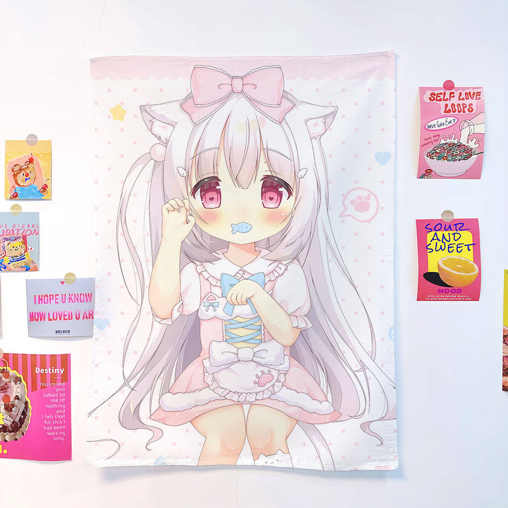 Popular Cute Anime Girl Galgame Print Tapestry Wall Art Aesthetic Room Decoration