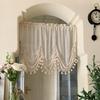 2026 Curtain Pulling Curtain Roman Curtains Cream Wind Half Curtain Short Curtain Non Perforated Partition Curved Curtain