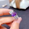 Imitation Amethyst Micro-Set Ring Female, Sunflower Small Daisy Two-Color Electroplated Light Luxury Colored Treasure Ring