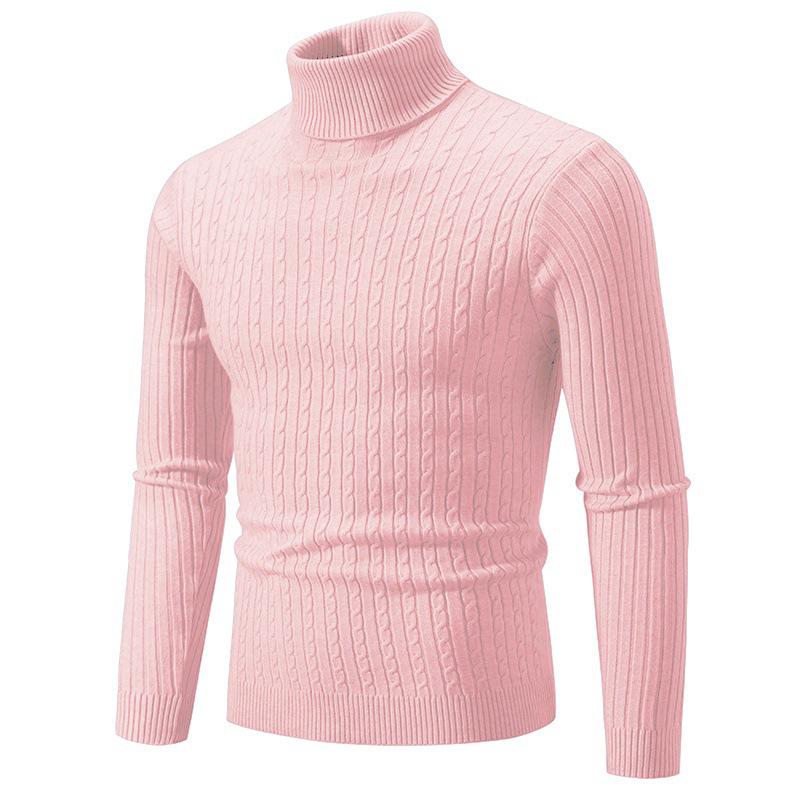 Herren Pullover Herbst/Winter 2024 Hoher Kragen Unifarben Lässig Gestrickt