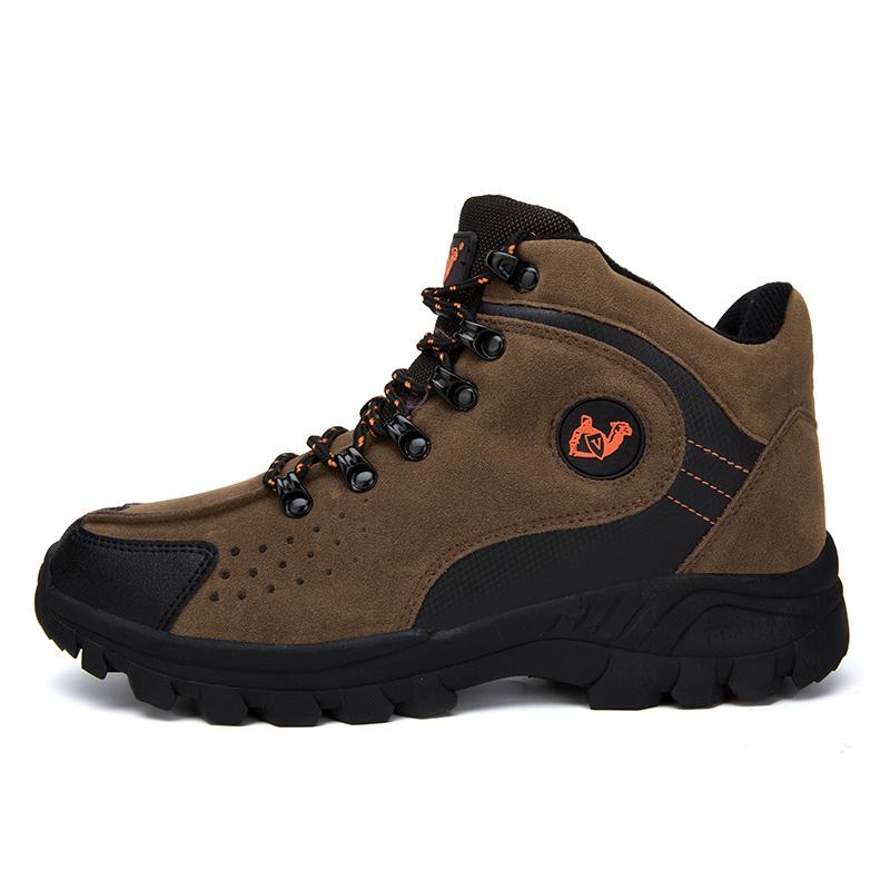 Outdoor Hiking Shoes Men Anti-Slip Plush Thick-Soled Breathable Comfortable Ankle Boots Men Durable Casual Shoes Men