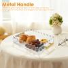 Acrylic Scalloped Tray with Handle and Magnetic Photo frame Mat Decorative Rectangle Desktop  Clear Displaying Organizer Tray