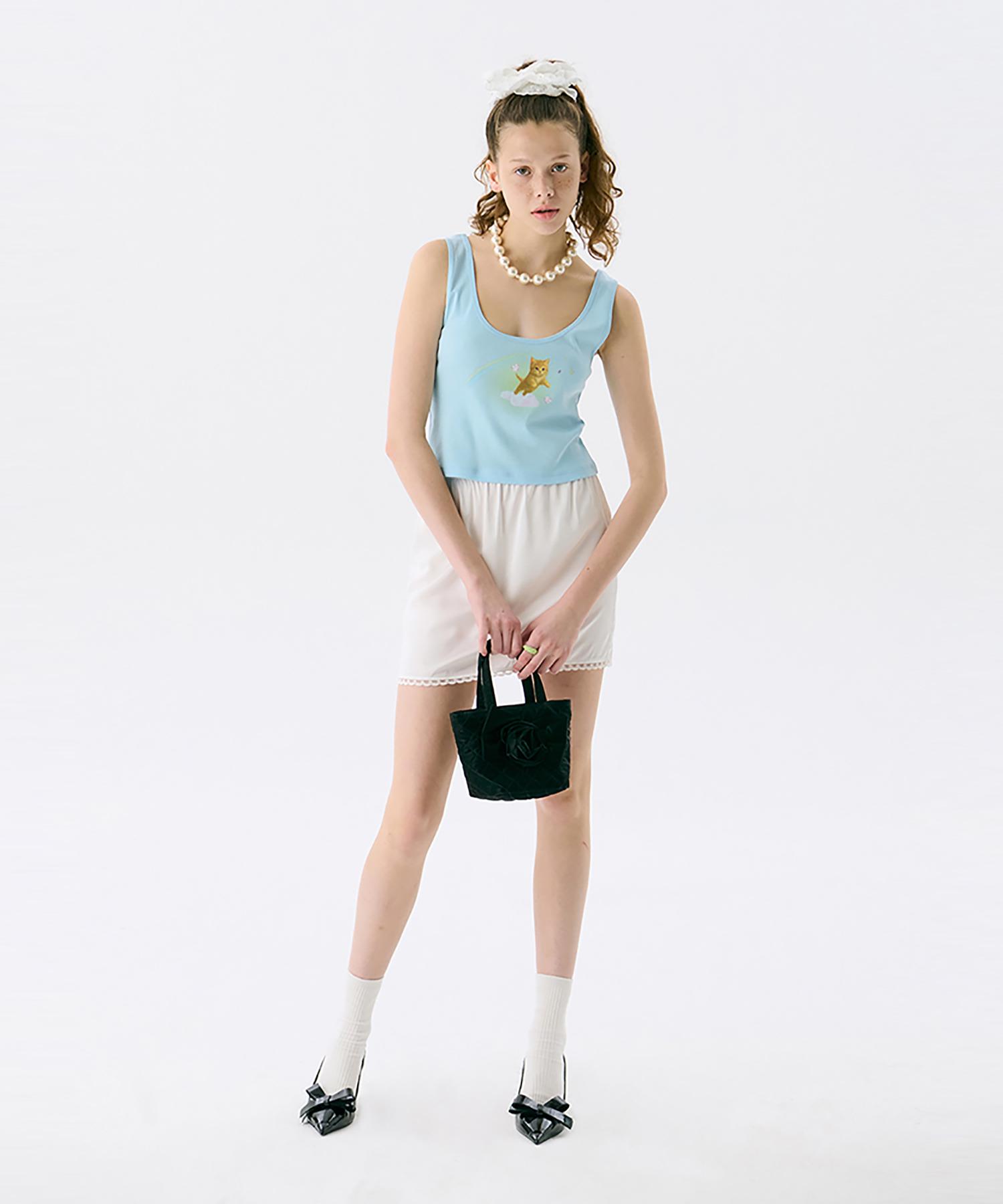 Jun Jun Space Cat Printed Sleeveless T_Light Blue M