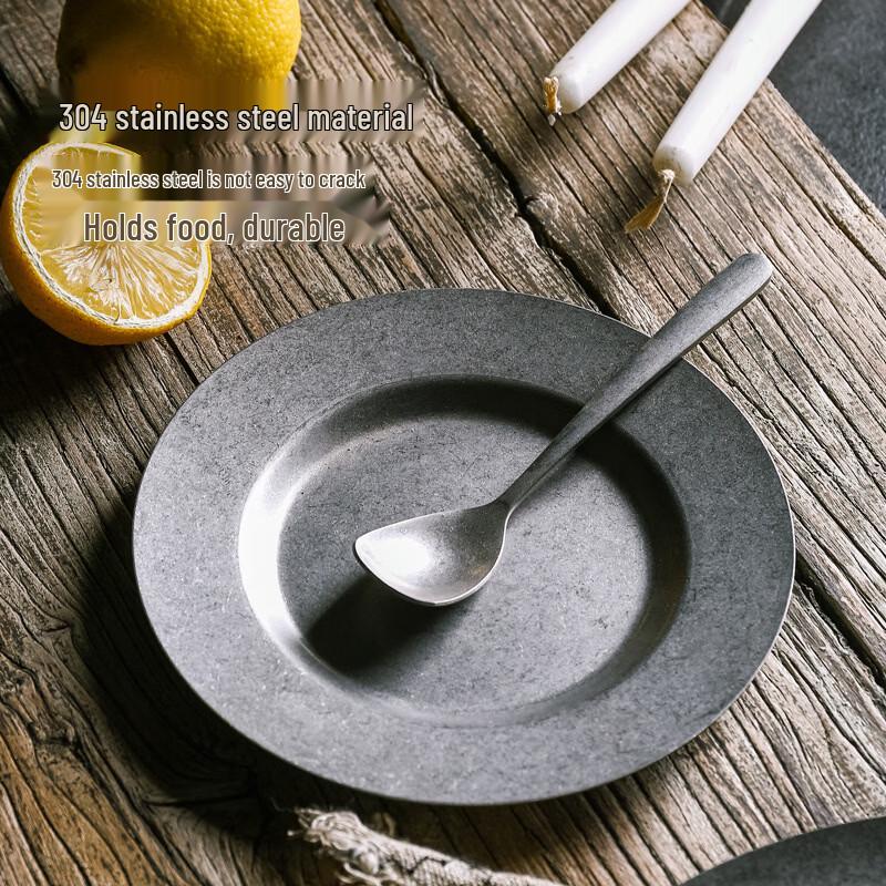 Ru Han Stainless Steel Round Dessert Plate Set