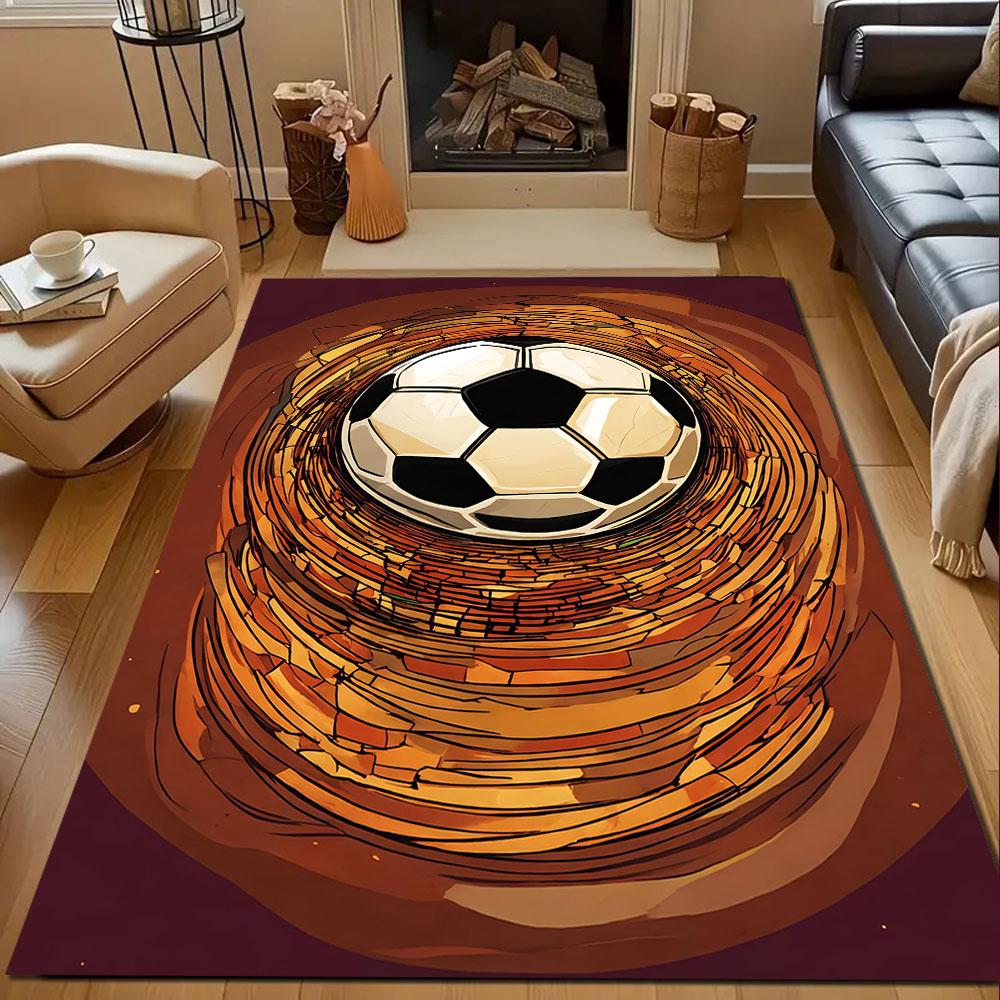 Soccer Ball Vortex Design Carpet Patterned Carpet, Non Slip Mat Suitable for Living Room and Bedroom Sofas