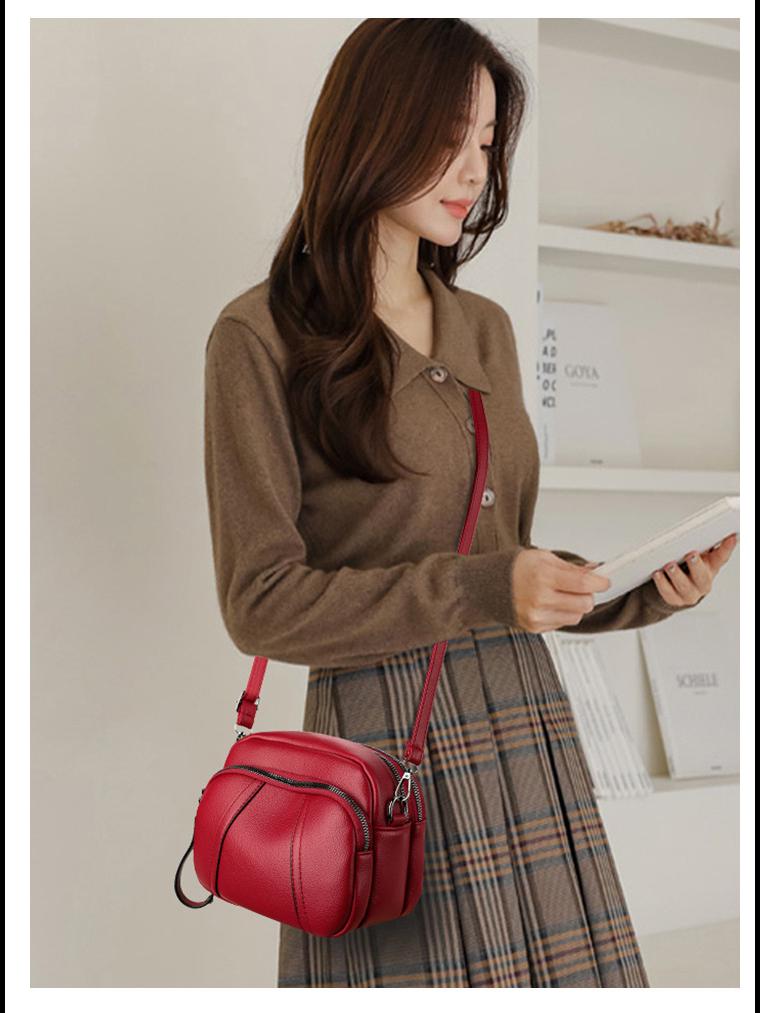Damen Niet Reißverschluss Kleine Quadratische Taschen, Modische Handy-Taschen, Weiche Leder Umhängetaschen & Messenger Bags