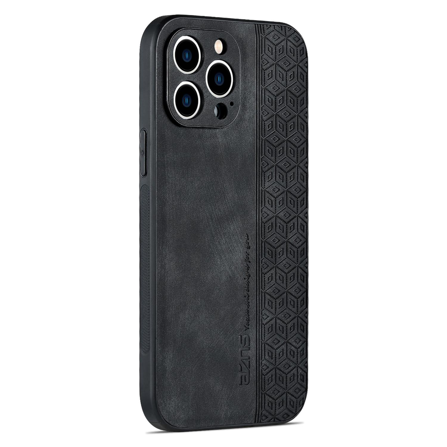 

AZNS For iPhone 16 Pro Case Protective PU Leather Covered TPU Phone Shell Black