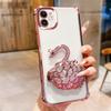 KEYSION Shockproof Plating Phone Case for iPhone 11 12 Pro Max Clear TPU Glitter Jewelled Swan kickstand Back Cover for iPhone 11