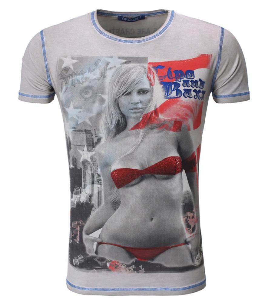 

Футболка мужская с принтом Футболка 5421 серая мода