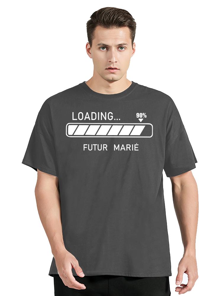 New French Graphic Tops Loading 90% Future Groom T-shirt Single Farewell Bachelor Stag Party Tshirt EVG Team Groom Squad T Shirt