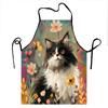 1pc Oxford Cloth Apron Flowers And Cats Printed Apron Cartoon Style Waist Apron 50X75cm68X95cm