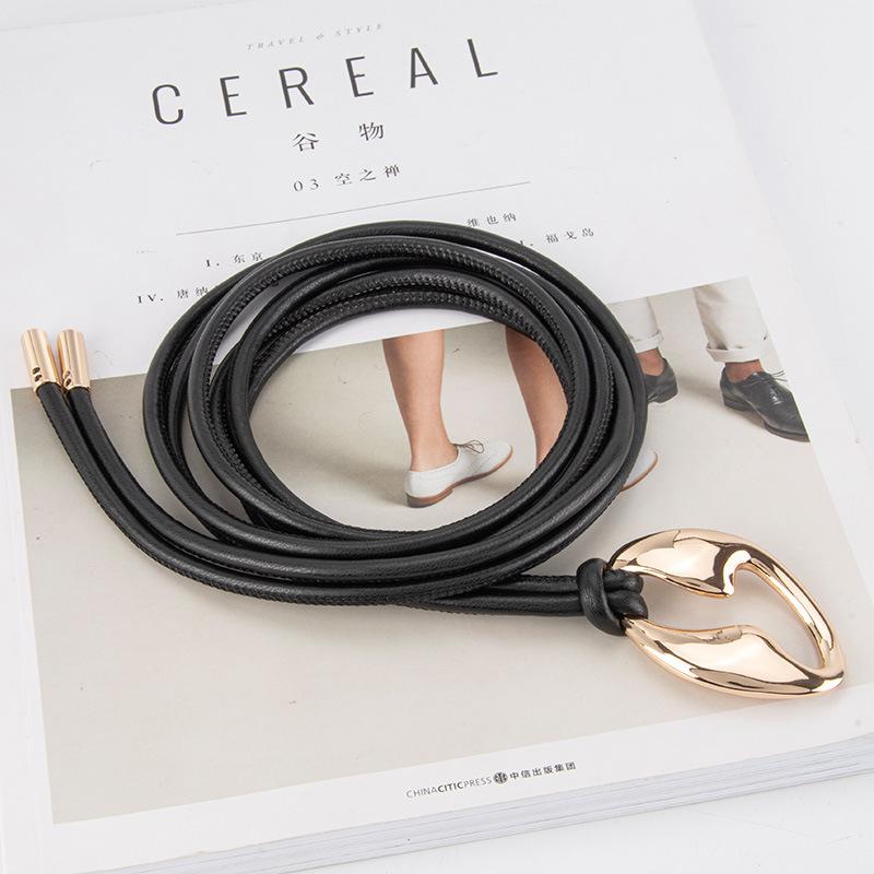 Pu Waist Rope Retro Decorative Dress Shirt Versatile Black Waist Chain Accessories Small Belt Women's Style