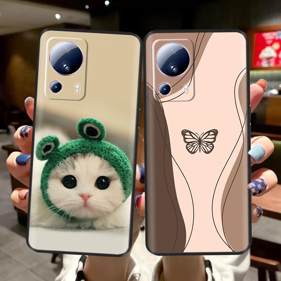 For Xiaomi 13 Lite Case For Xiaomi Mi 13 Lite 5G Flower Soft Liquid Silicone Cover For Xiaomi13lite Protection Back Cover Fundas