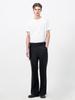 Pokeopeiseu Belted Straight Flare Trousers Black