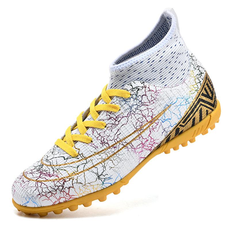 Football Shoes High-Top Tf Broken Nails Artificial Turf Ag Nails Leather Feet Boys And Girls Adolescent Students Training