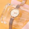 SKMEI Quartz Mesh Stainless Rose Watch Women's Wristwatch, Simple, Ultra-Thin Movement, Stylish, Waterproof, Business, Strap, Steel, White, Gold,