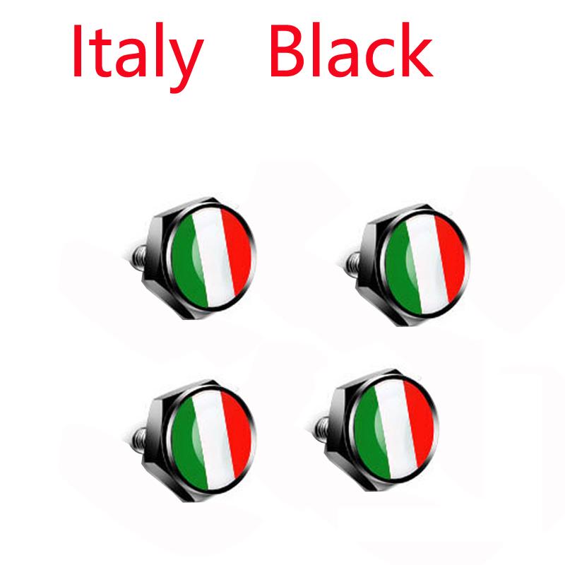 4pcs/set USA Italy Germany Sweden Flag Metal Screws License Plate Bolts Accessories