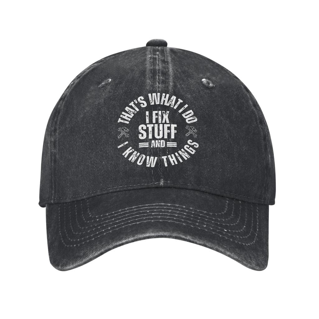 Dat is Wat Ik Doe Ik Repareer Dingen En Ik Weet Dingen Vrachtwagenchauffeurs Hoeden Outfit Voor Unisex Baseballpetten Hoofddeksels Snapback Petten Verstelbaar