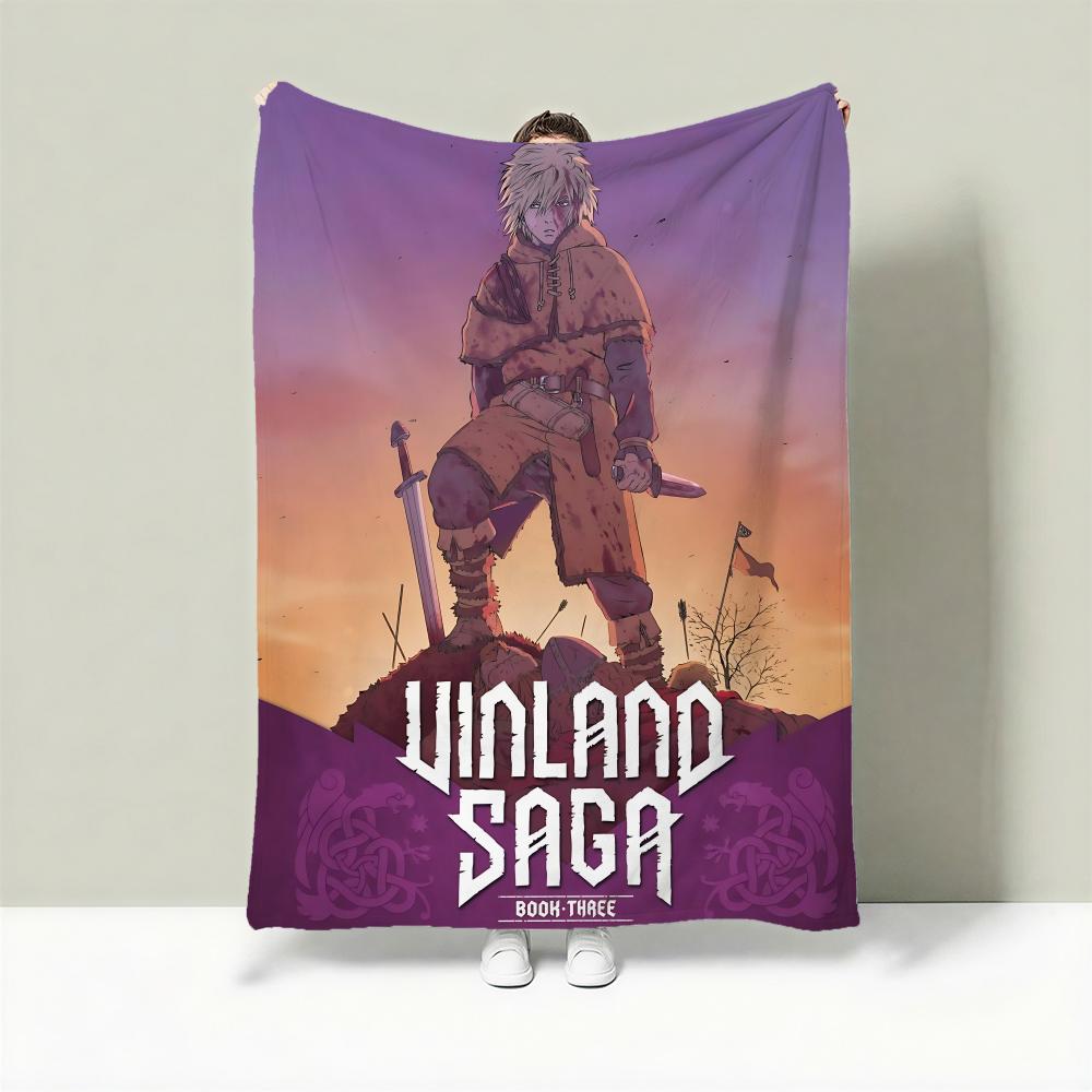 Anime V-Vinland Saga Throw Lightweight 240g Flannel Blanket Soft Skin-friendly for Summer Cooling
