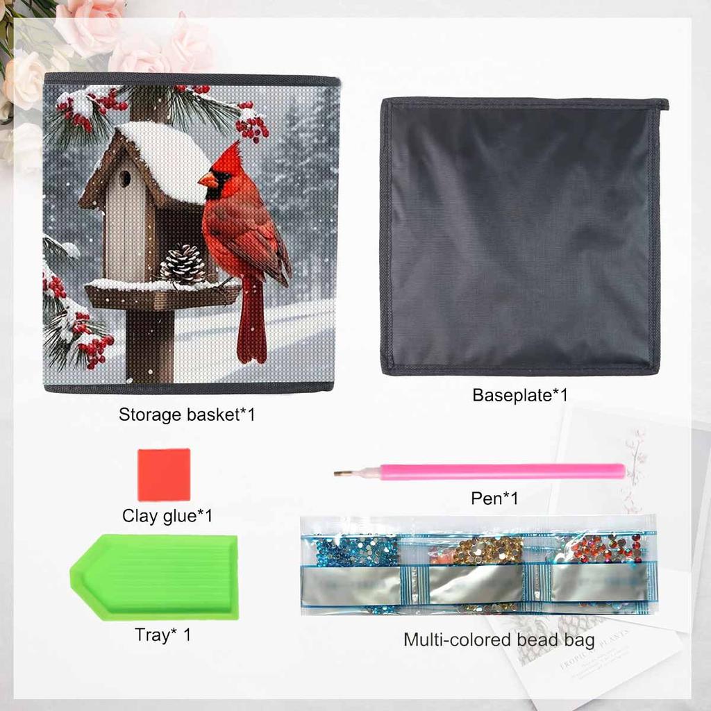 Birds and Pinecones 5D Diamond Painting Storage Basket Full Round Drill Mosaic Diamond Embroidery Cross Stitch Kits Home Decor Home Decor