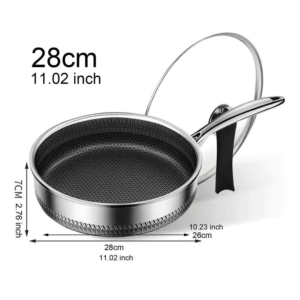 Frying Pan with Cover, Induction-Compatible Wok for Kitchen Use