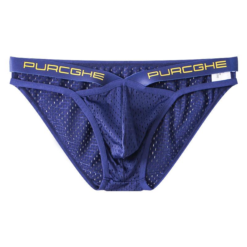 Mens Bikini Underwear Bulge Pouch Panties Mesh Cutout Briefs Male Sexy Swimwear Low Rise Breathable Cheeky Lingerie Pink