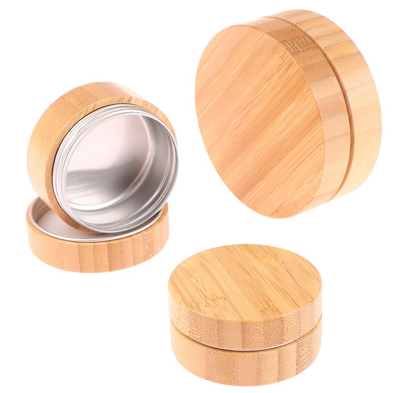 1Pc 30G 50G 100G Bamboo Bottle Cream Jar Nail Art Cream Refillable Cosmetic Makeup Container Bottle Storage Box