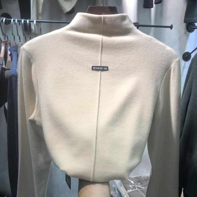 Dames Fluweel Hoge Kraag Dubbelzijdig Trui Top Bodem Shirt