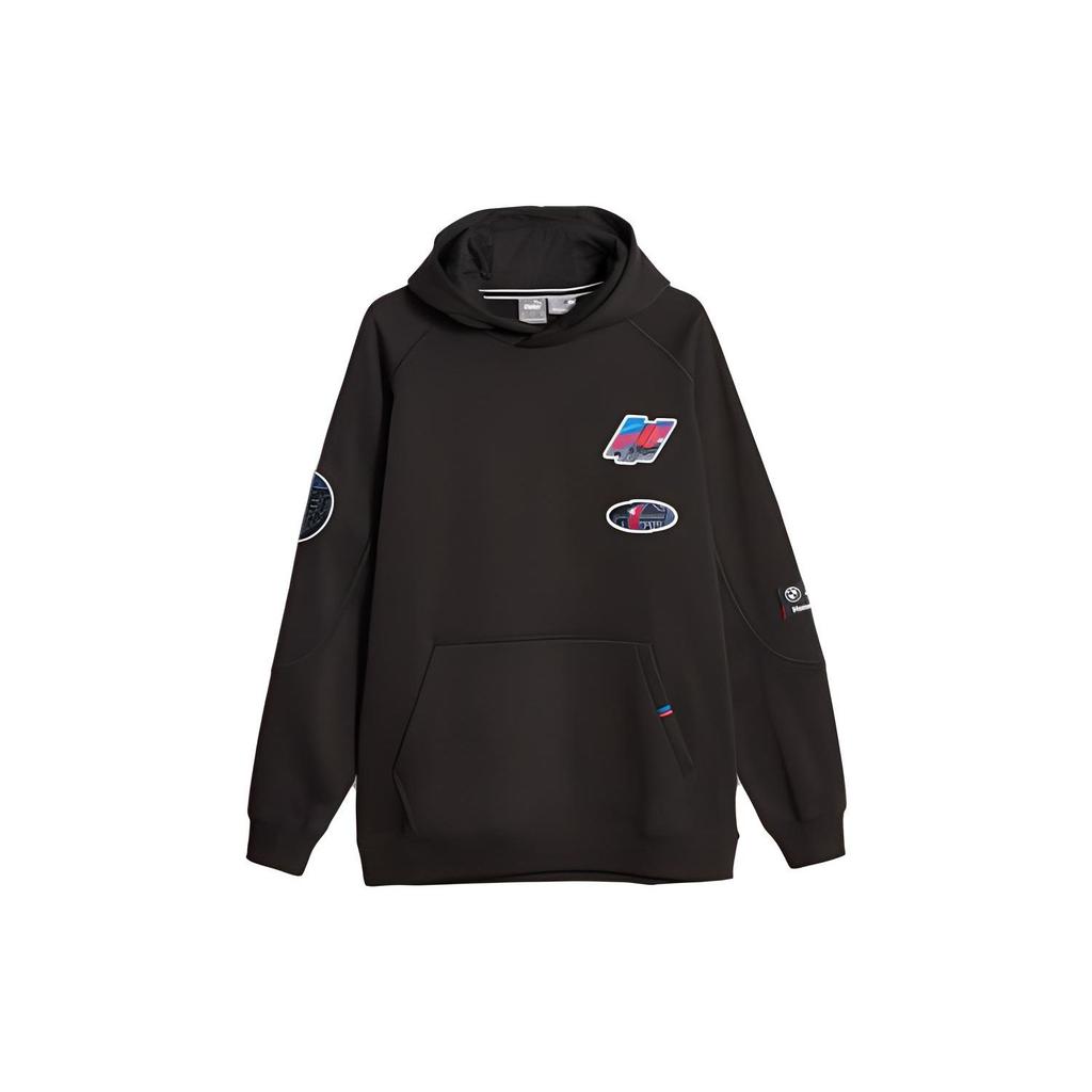 Puma Solid Color Logo Fitted Long Sleeve Hoodie Men Hoodies Black 621073-01