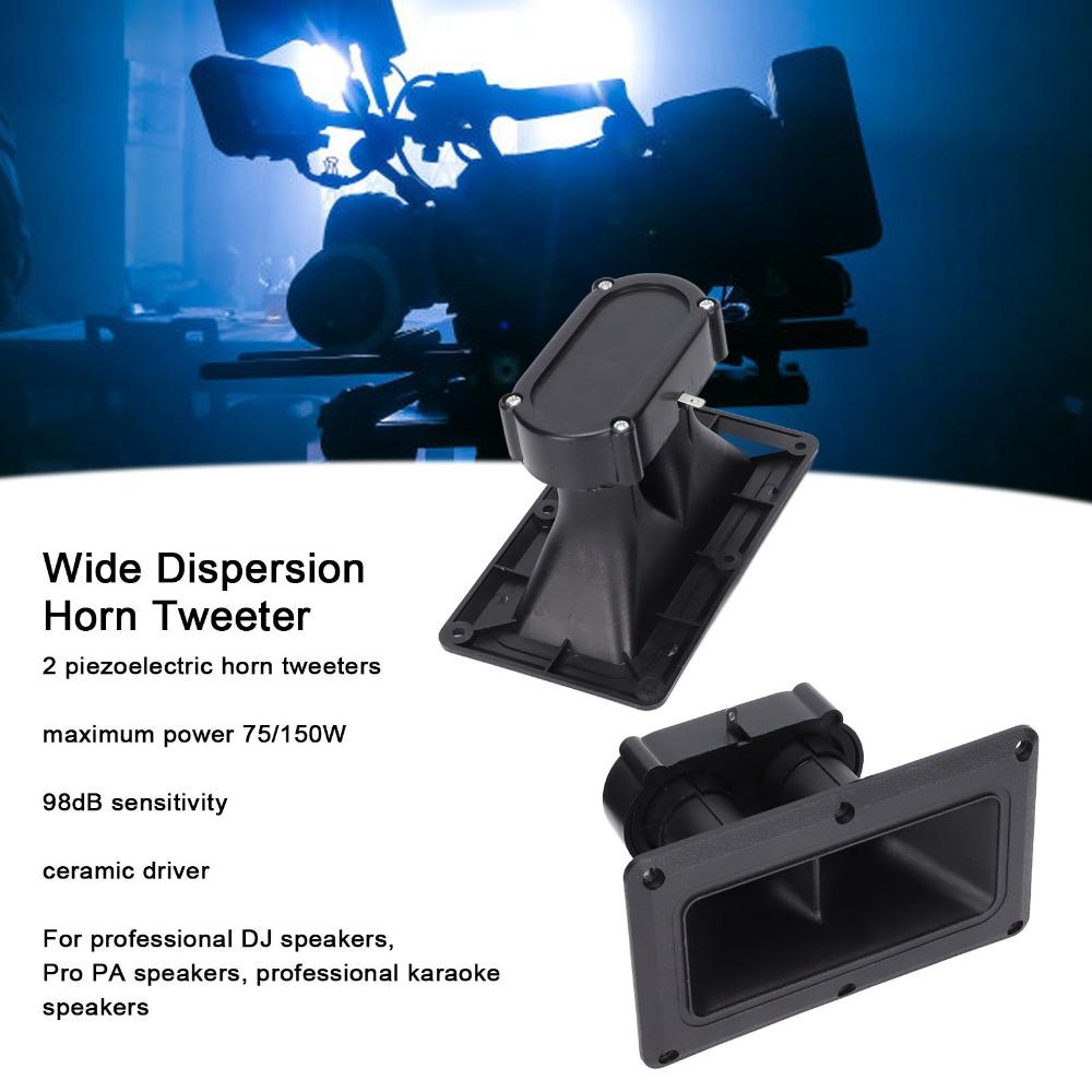 2PCS 75-150 Watts Horn Tweeter Dual Drive Wide Dispersion Horn Piezoelectric Speaker  PA System