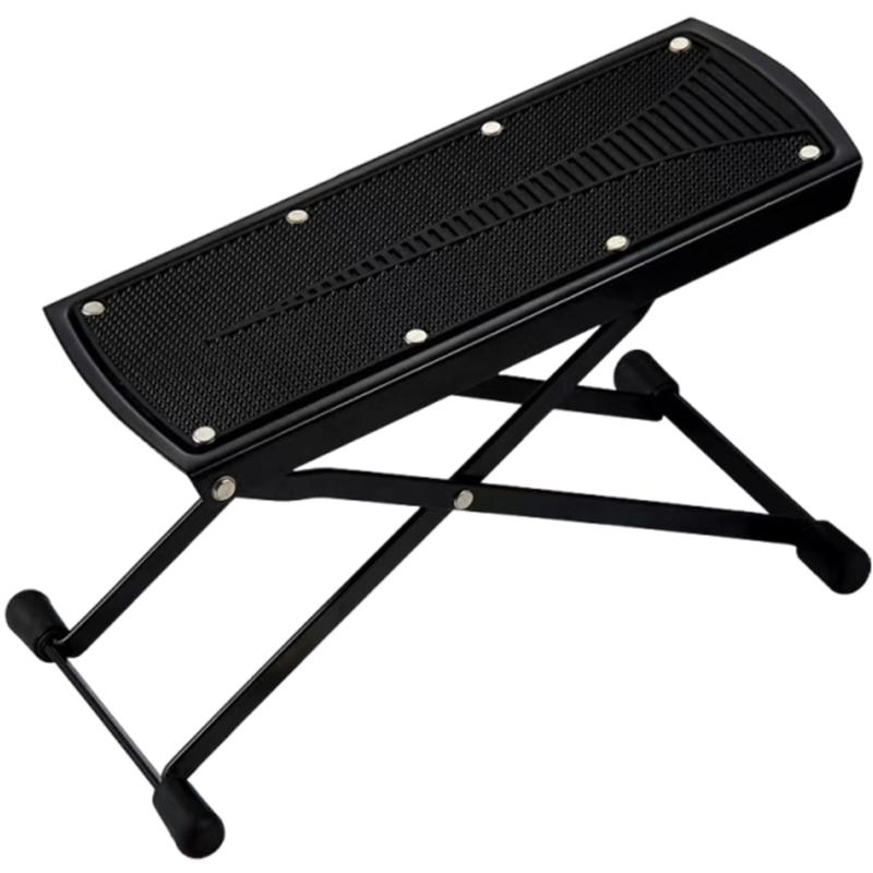 Foldable Guitar Footstool With 6 Adjustable Heights Portable Steel Frame And Non Slip Rubber Base For Acoustic Electric Bass чёрный