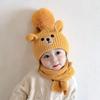 Knitting Wool Beanie Plush Warm Knitted Cap Comfortable Bear Children Scarf Hat Set  Baby