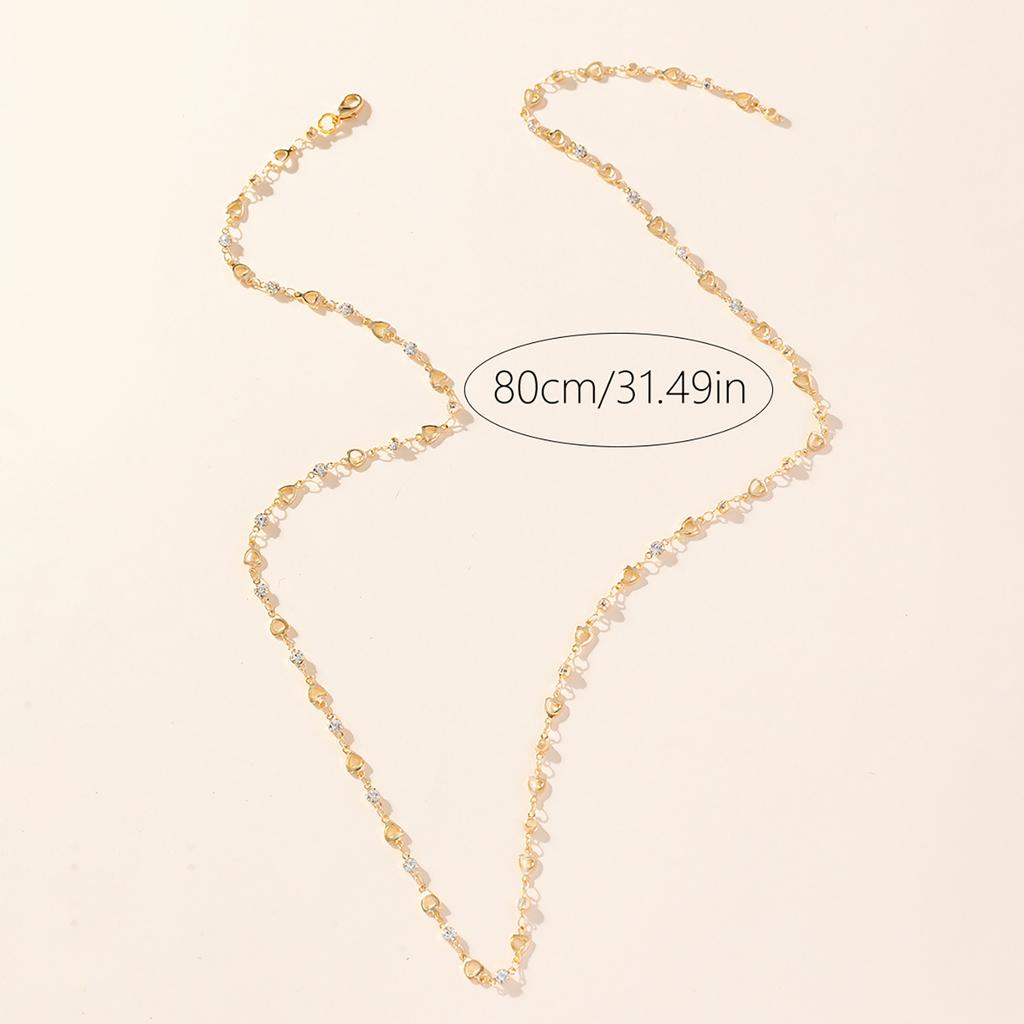 Colourful Crystal Zircon Necklace for Women Long Y-Shaped Clavicle Chain Adjustable Length Neckchain Party Accessory