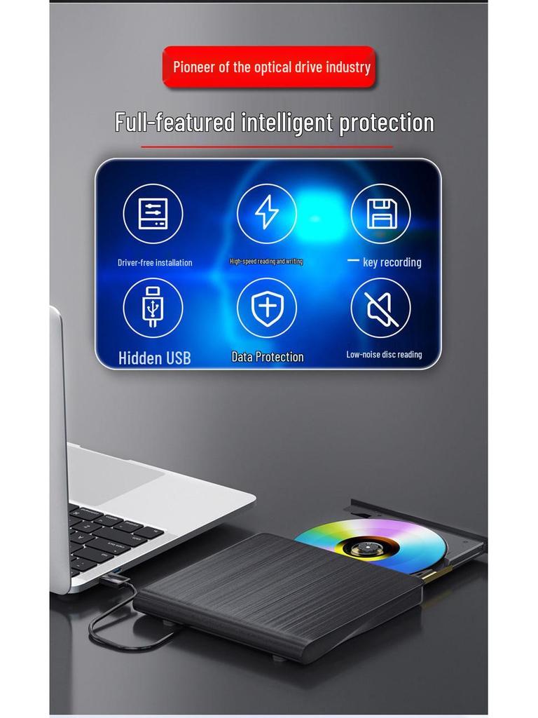 Brushed USB 3.0 External Optical Drive Burner