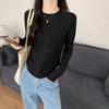 2024 Autumn and Winter New White Long-sleeved T-shirt for Women with Irregular Hem, Slim Fit, Stylish and Chic Top
